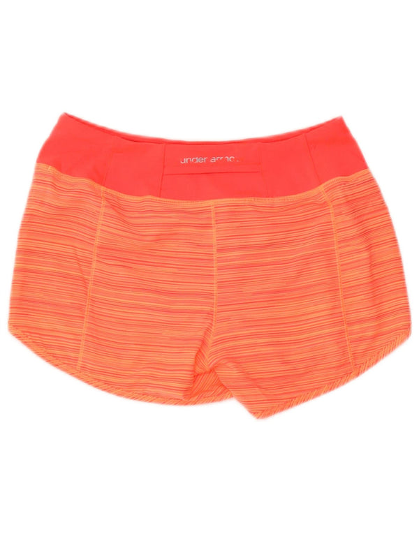 Under Armour Damen Heat Gear Sport Shorts UK 10 Small Orange gestreift