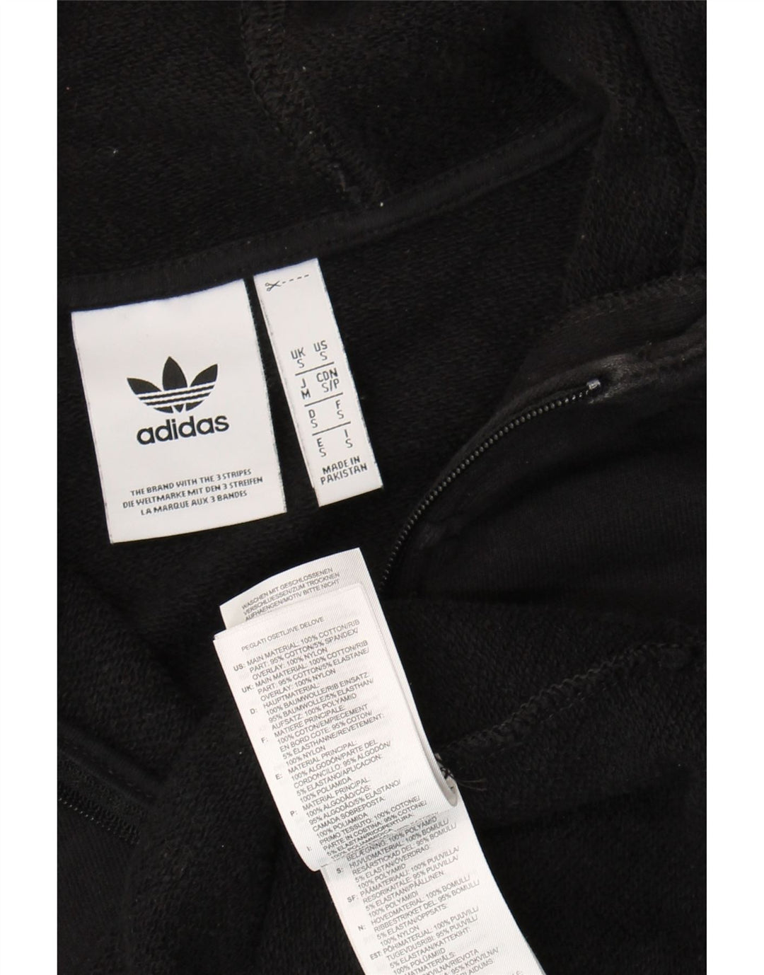 Adidas Herren Zip Hoodie Pullover Small Schwarz Baumwolle