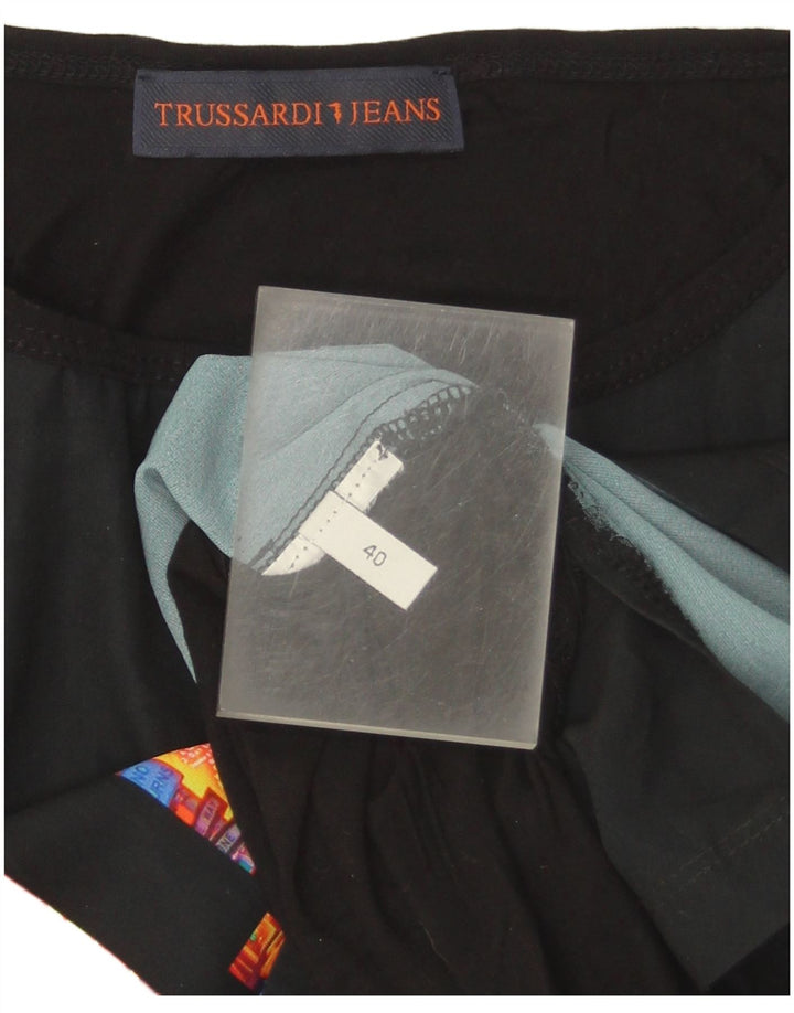 Trussardi Jeans Damen Grafik-Weste-Top IT 40 Small Schwarz