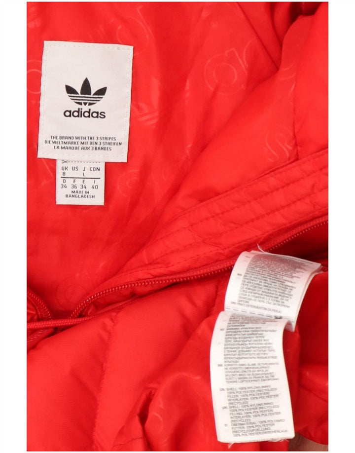 Adidas Damen Kapuzenjacke gepolstert UK 8 Small Orange Nylon
