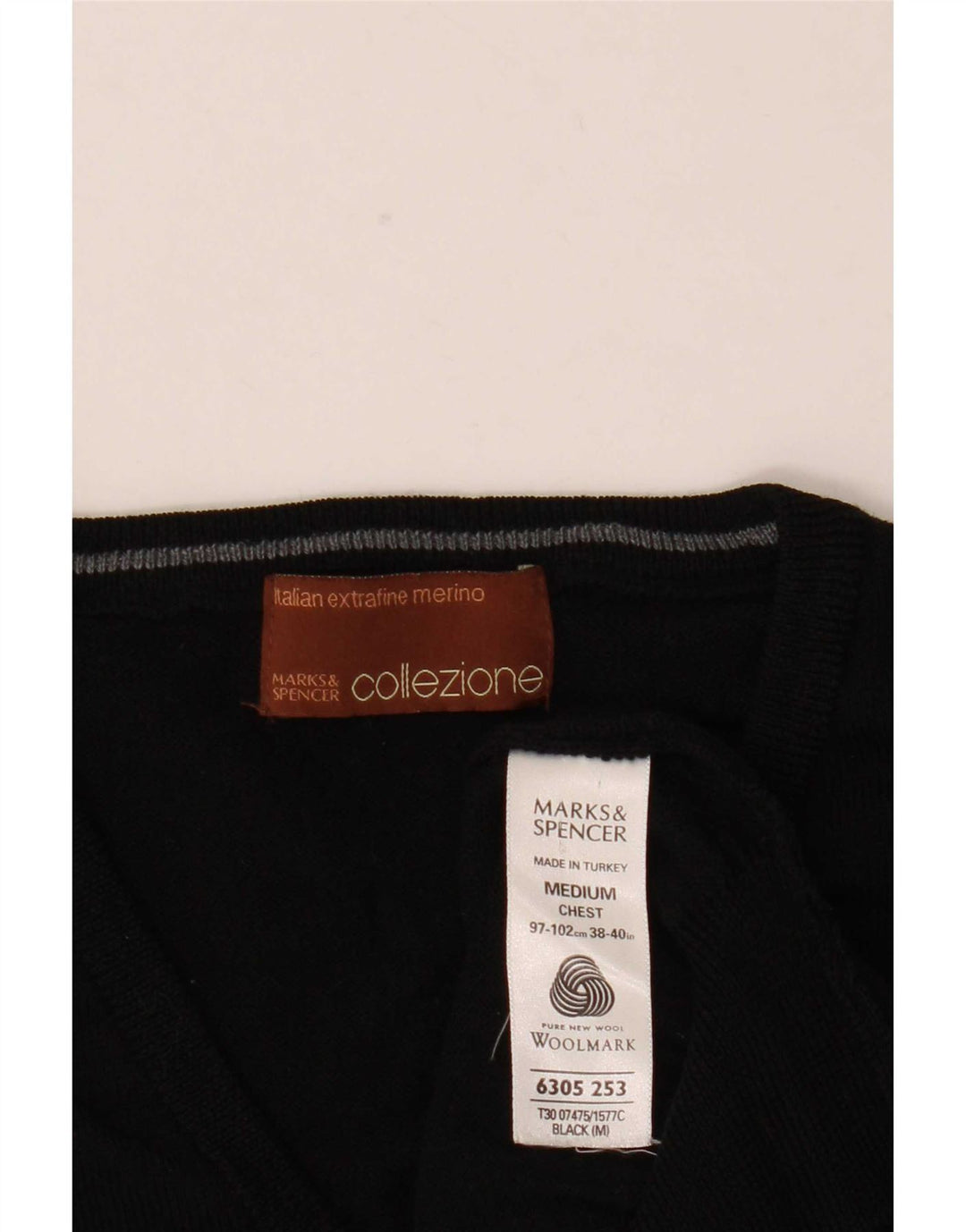 Marks & Spencer Herren Weste Tank Top Medium Schwarz Merinowolle