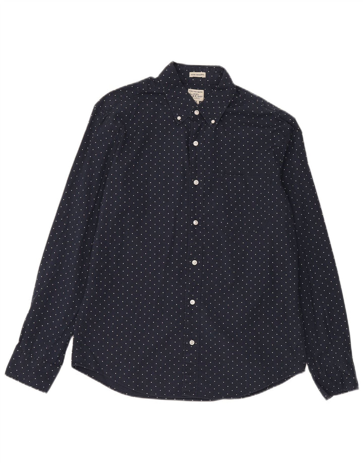 J. Crew Slim-Fit-Hemd für Herren, mittelmarineblau, gepunktet, Baumwolle