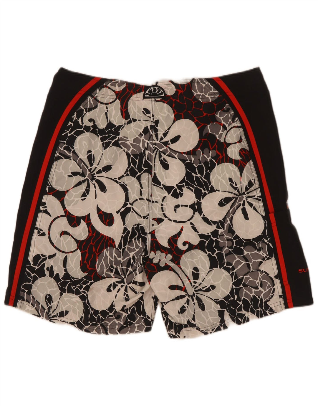 Sundek Herren-Badeshorts mit Grafik, groß, schwarzes Blumenmuster, Polyester