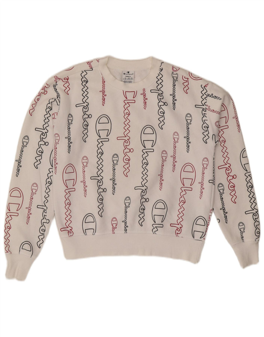 CHAMPION Womens Graphic Oversized Sweatshirt Pullover UK 10 Small Weiß