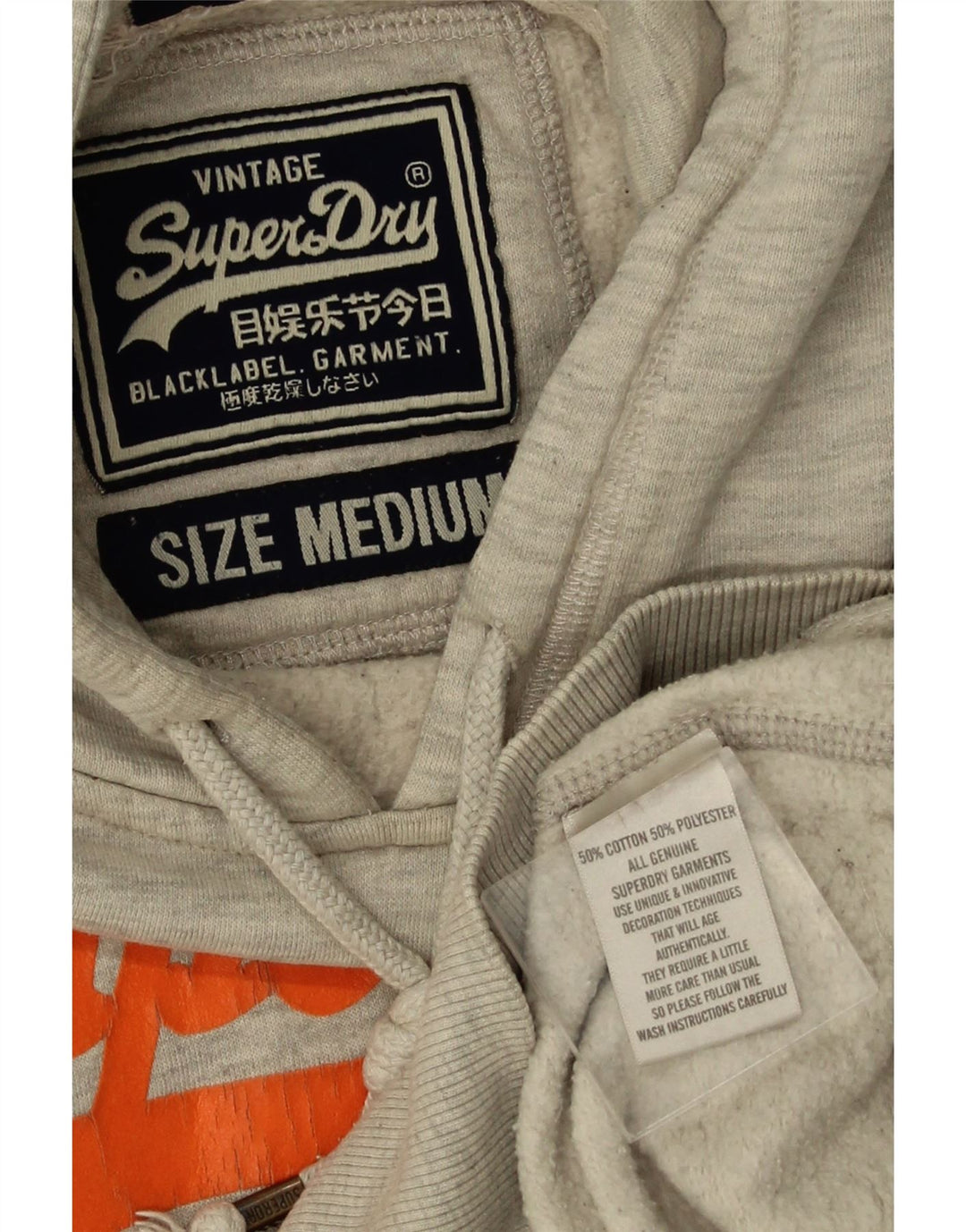 Superdry Herren Grafik-Kapuzenpullover aus mittelgrauer Baumwolle