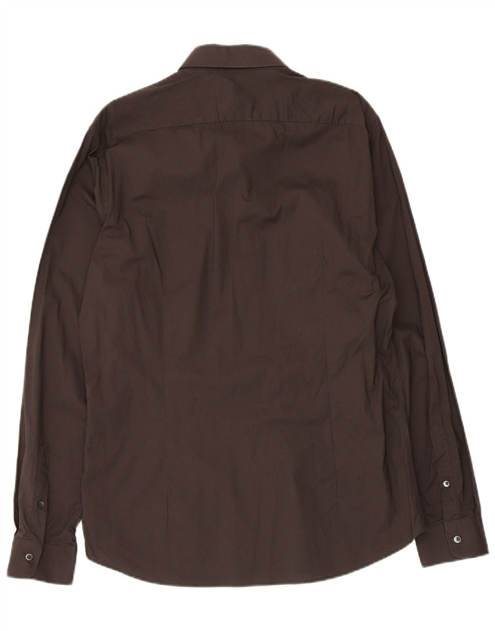 Reiss Herren-Slim-Fit-Hemd, groß, aus schwarzer Baumwolle