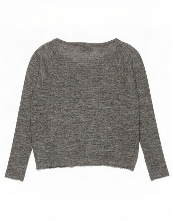 Topshop Damen-Pullover in Übergröße mit U-Boot-Ausschnitt, UK 12, Mittelgrau meliert