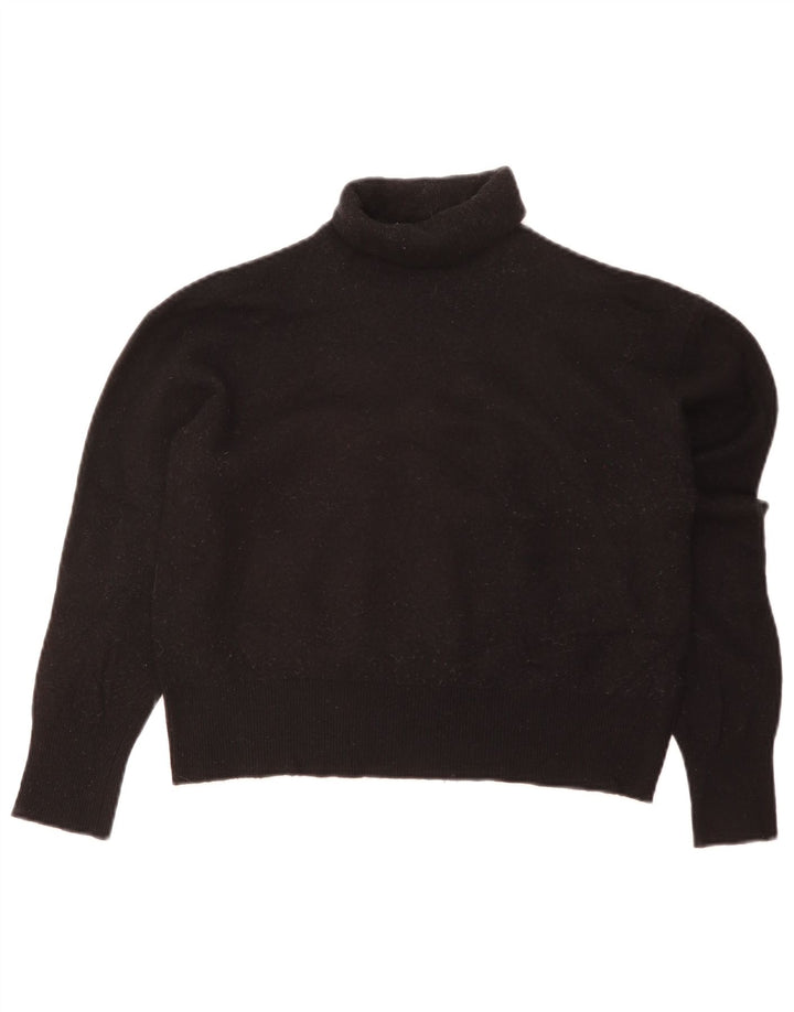 Zara Damen Crop Rollkragenpullover Pullover UK 14 Medium Schwarz