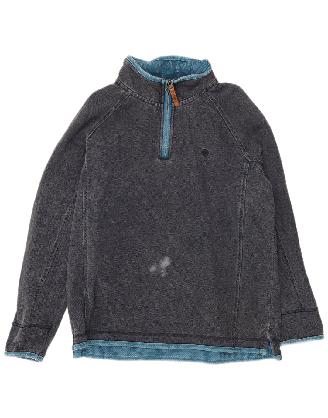 Fat Face Herren-Sweatshirt mit Reißverschluss am Hals, groß, marineblau, Baumwolle