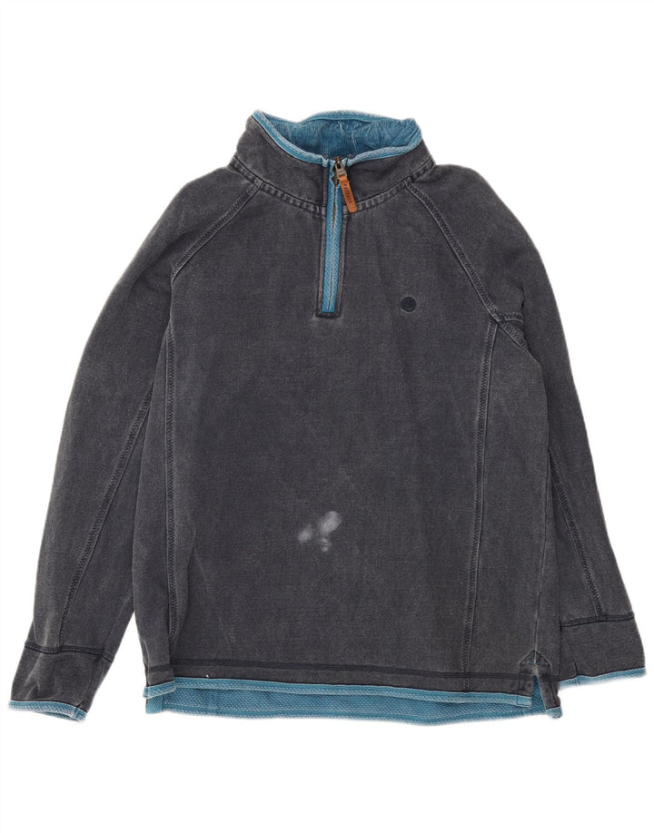 Fat Face Herren-Sweatshirt mit Reißverschluss am Hals, groß, marineblau, Baumwolle