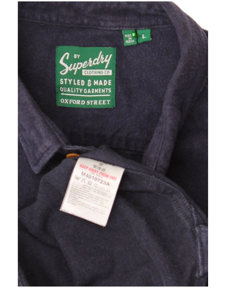 SUPERDRY Flanellhemd für Herren, groß, marineblau, Baumwolle