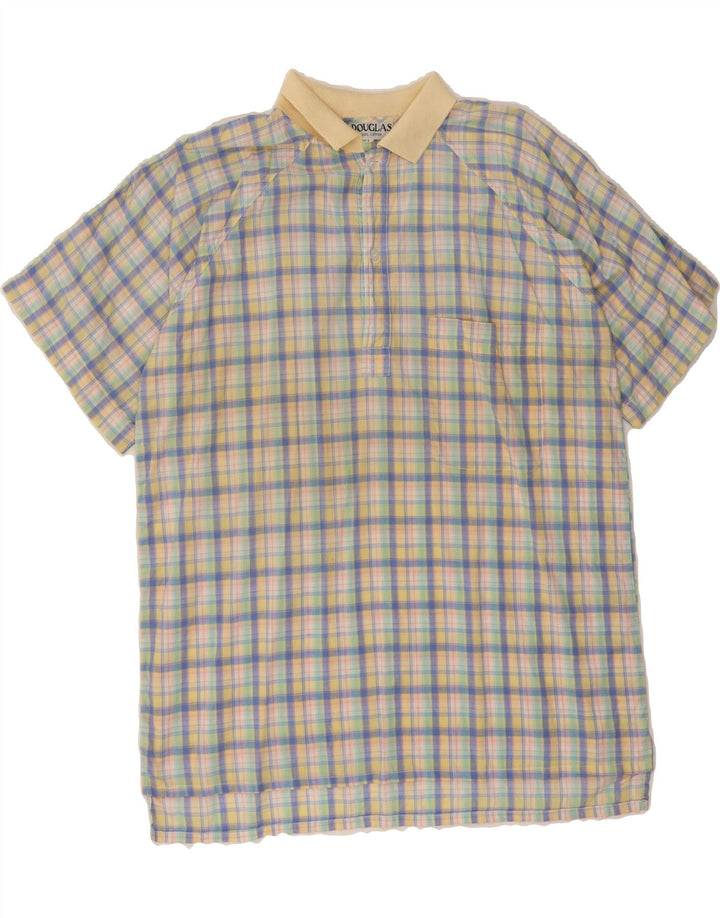 DOUGLAS Mens Short Sleeve Pullover Shirt Large Multicoloured Check Cotton Vintage Douglas and Second-Hand Douglas from Messina Hembry 