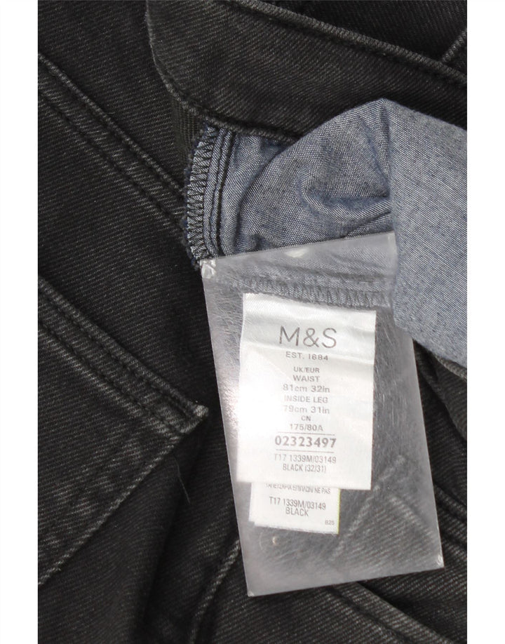 Marks & Spencer Herren Slim Jeans W32 L31 Schwarze Baumwolle