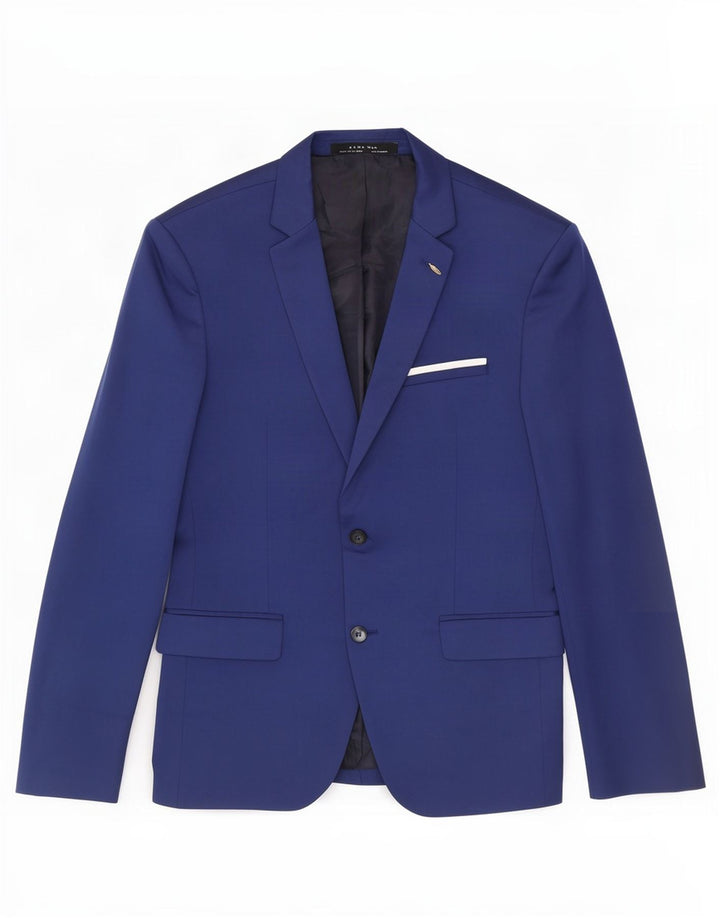Zara Herren 2-Knopf-Blazerjacke EU 52 Large Blau