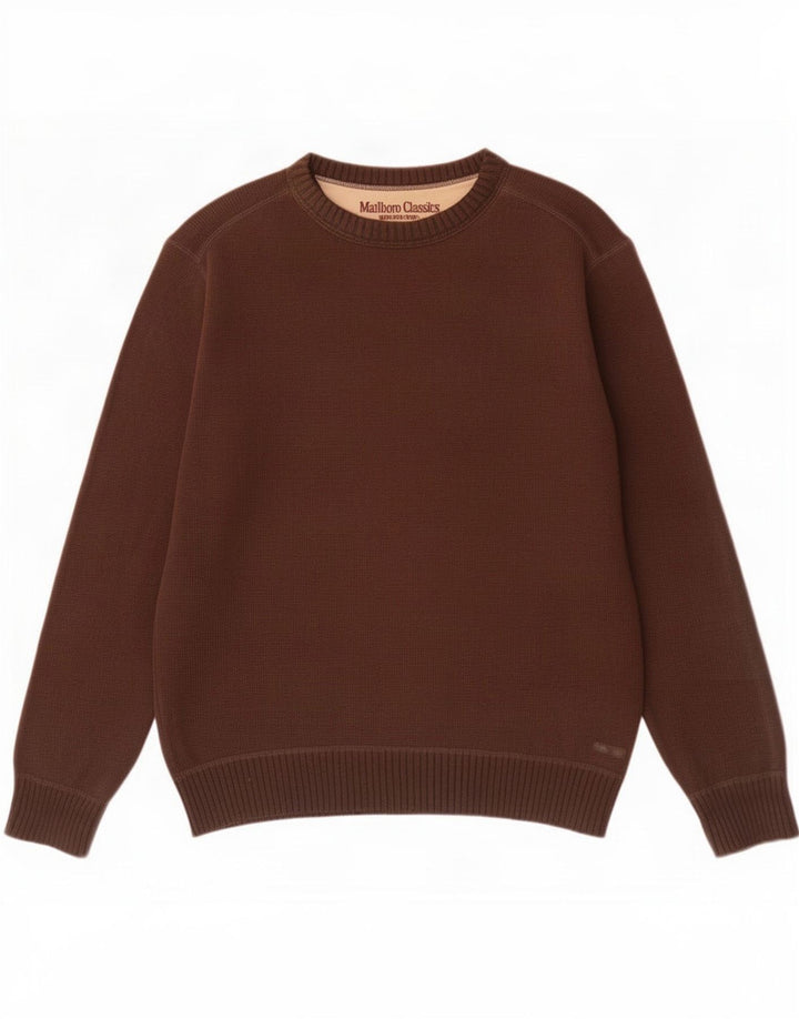 Marlboro Classics Herren-Pullover mit Rundhalsausschnitt, Größe L, Braun