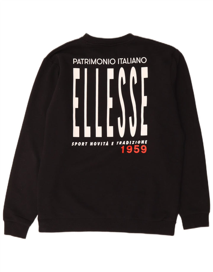 Ellesse Herren Grafik-Sweatshirt-Pullover aus mittelschwarzer Baumwolle