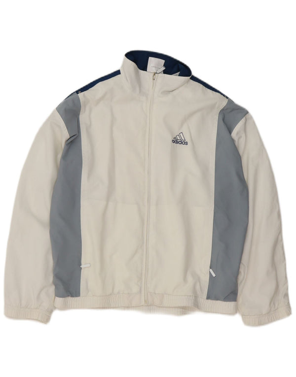 Adidas Jungen-Trainingsanzug-Top-Jacke, 11–12 Jahre, weißes Colourblock-Polyester