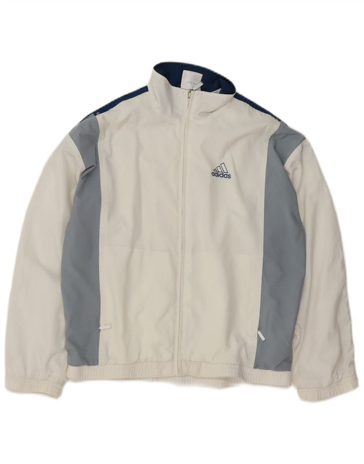 Adidas Jungen-Trainingsanzug-Top-Jacke, 11–12 Jahre, weißes Colourblock-Polyester