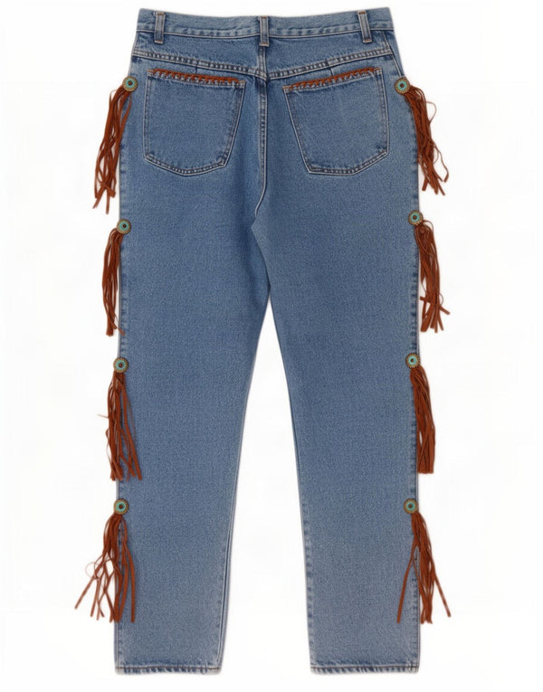 Ermanno Daelli Damen Western-Jeans mit hoher Taille, Größe 46, Größe L, W30, L30, Blau