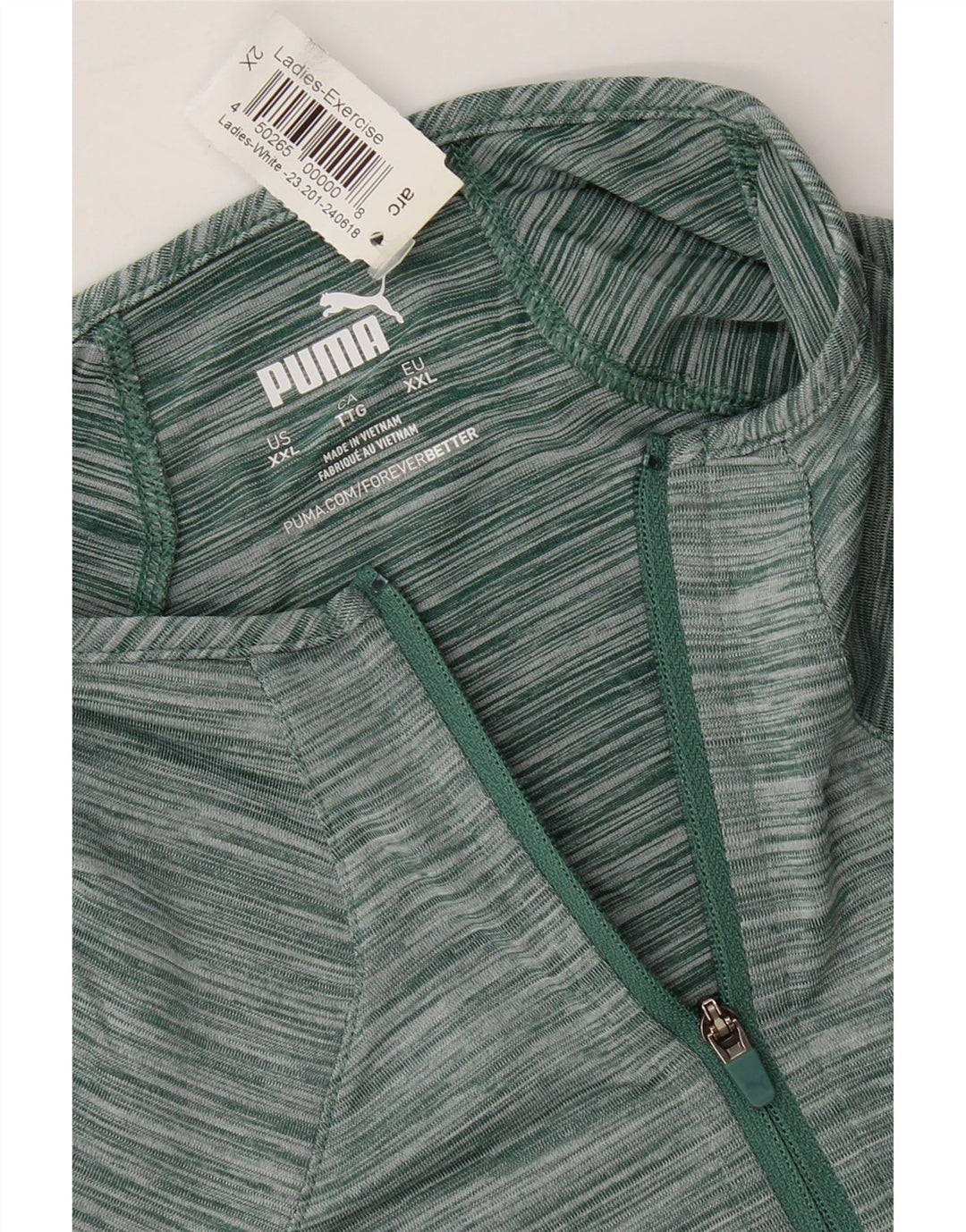 PUMA Womens Vest Top UK 20 2XL Green Pinstripe Polyester Vintage Puma and Second-Hand Puma from Messina Hembry 