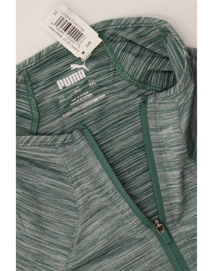 PUMA Womens Vest Top UK 20 2XL Green Pinstripe Polyester Vintage Puma and Second-Hand Puma from Messina Hembry 