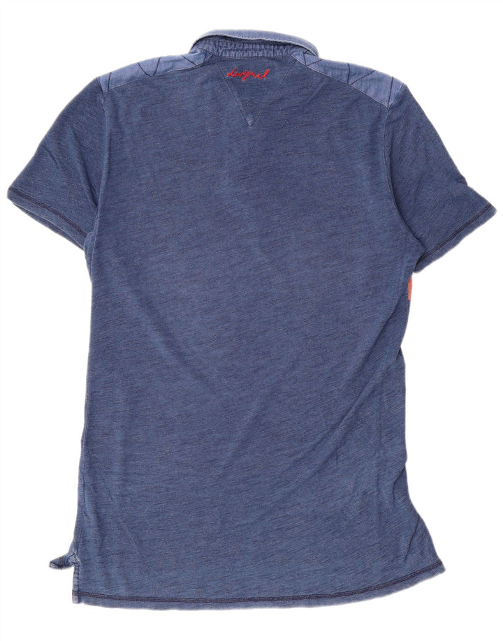 Desigual Herren-Poloshirt mit Grafik, groß, blau, Farbblock