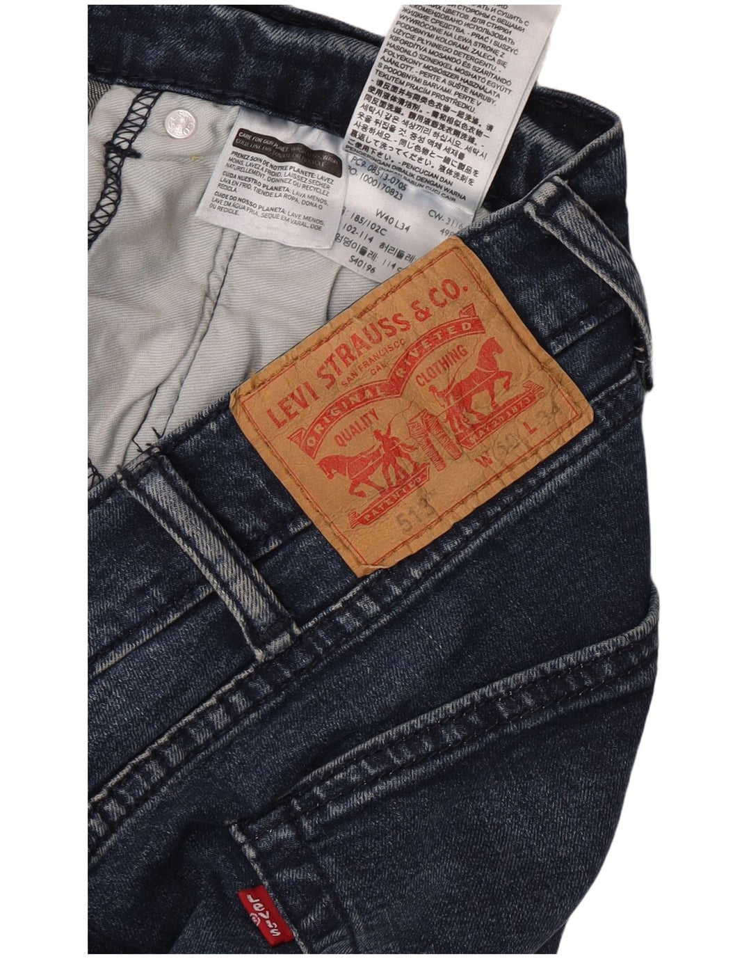 Levi's Herren 513 Slim Straight Jeans W40 L27 Blaue Baumwolle