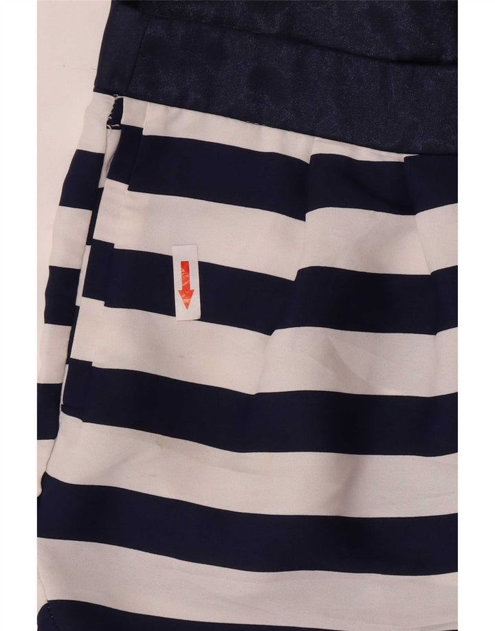 Zara Damen Chinoshorts Small W26 Marineblau gestreift Polyester