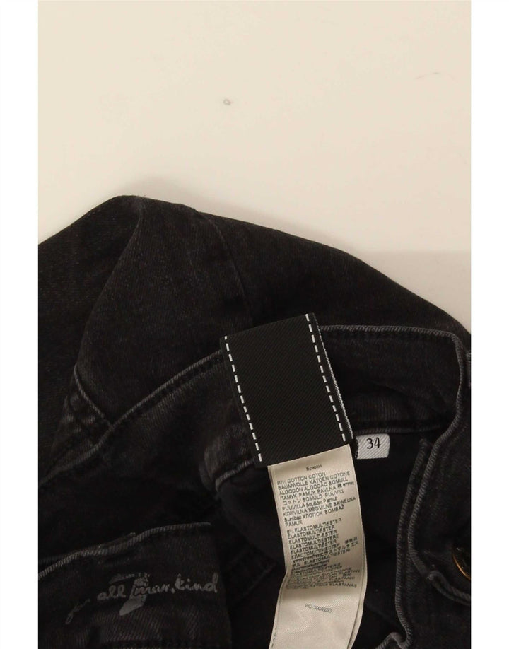 7 For All Mankind Herren Slim Jeans W34 L32 Schwarze Baumwolle