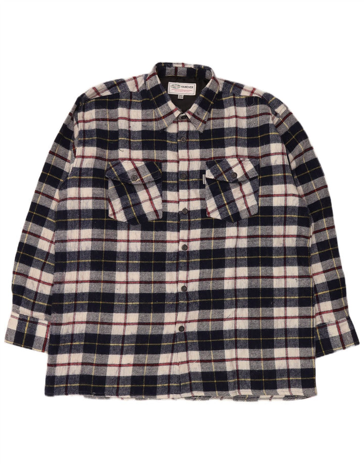 Hanover Herren-Flanellhemd, Größe 45/46, 2XL, marineblau, kariert, Acryl