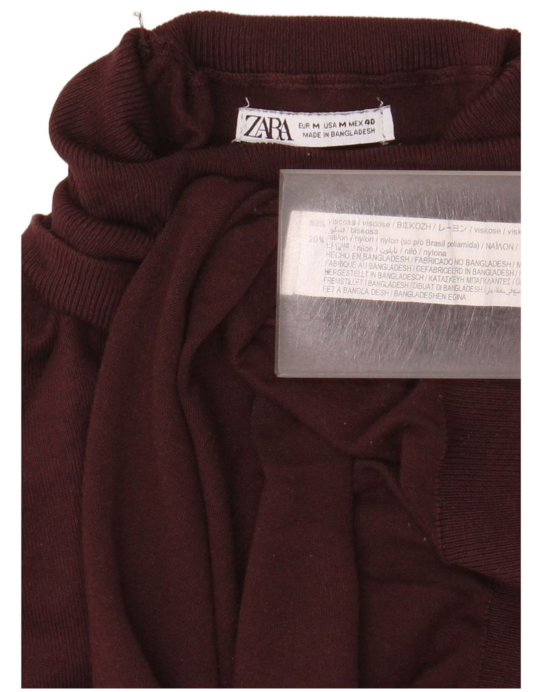 Rollkragenpullover für Herren von Zara, mittlere bordeauxrote Viskose
