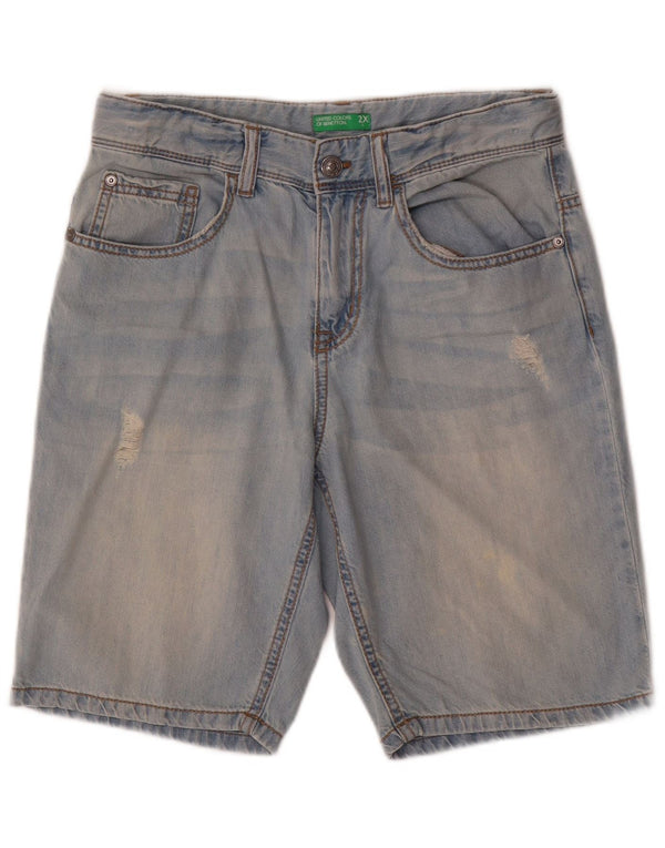 Benetton Jungen-Jeansshorts, 11–12 Jahre, 2XL W28, blaue Baumwolle