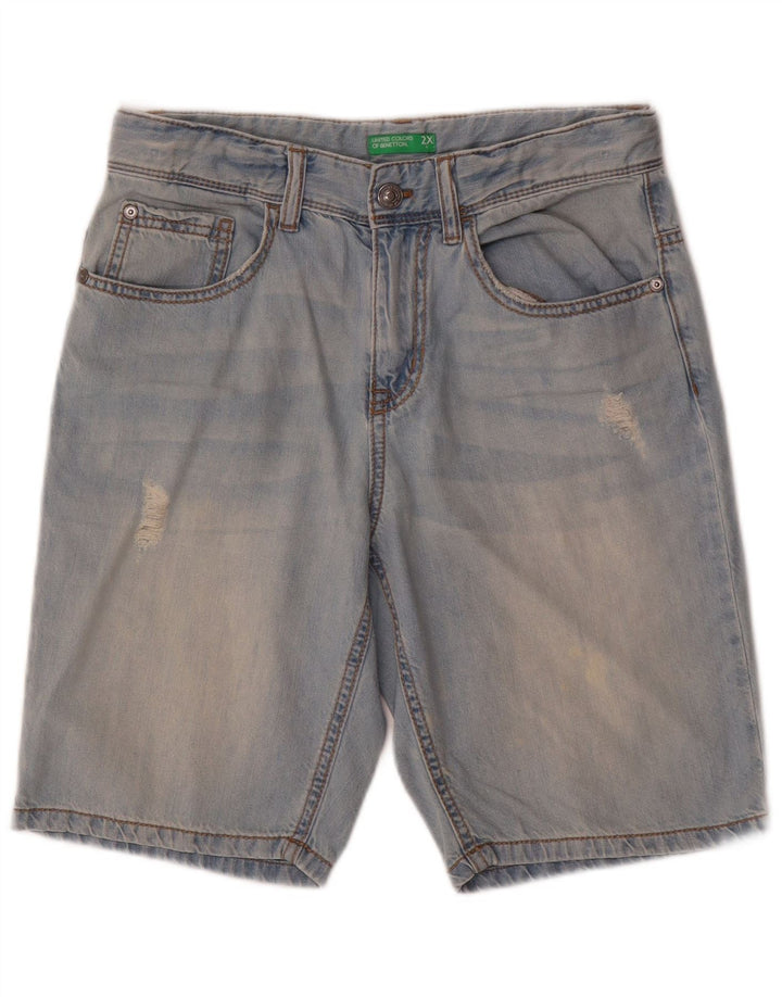 Benetton Jungen-Jeansshorts, 11–12 Jahre, 2XL W28, blaue Baumwolle