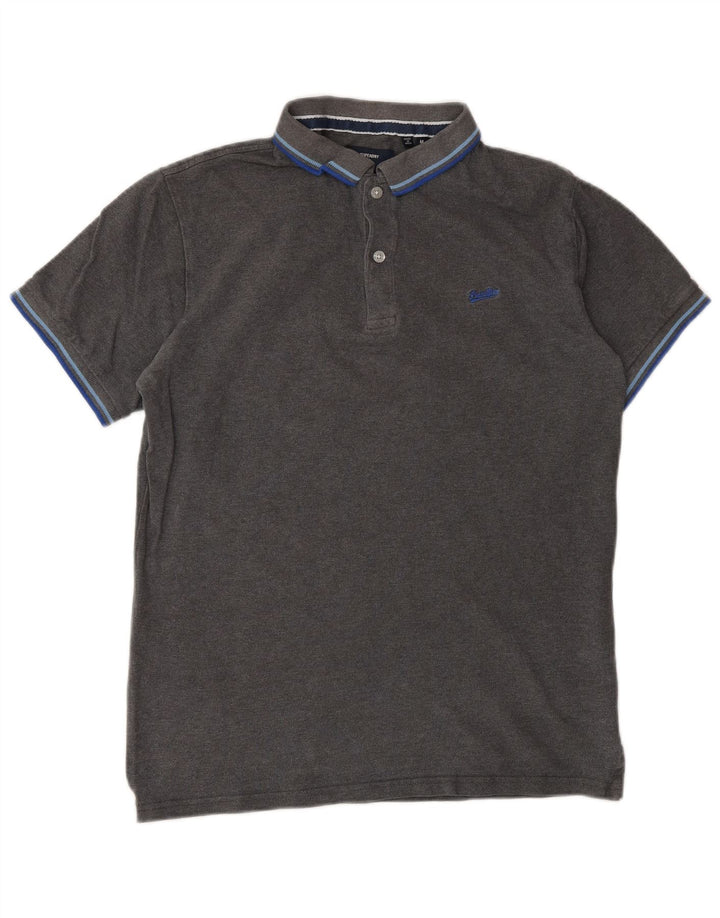 Superdry Herren-Poloshirt aus mittelgrauer Baumwolle