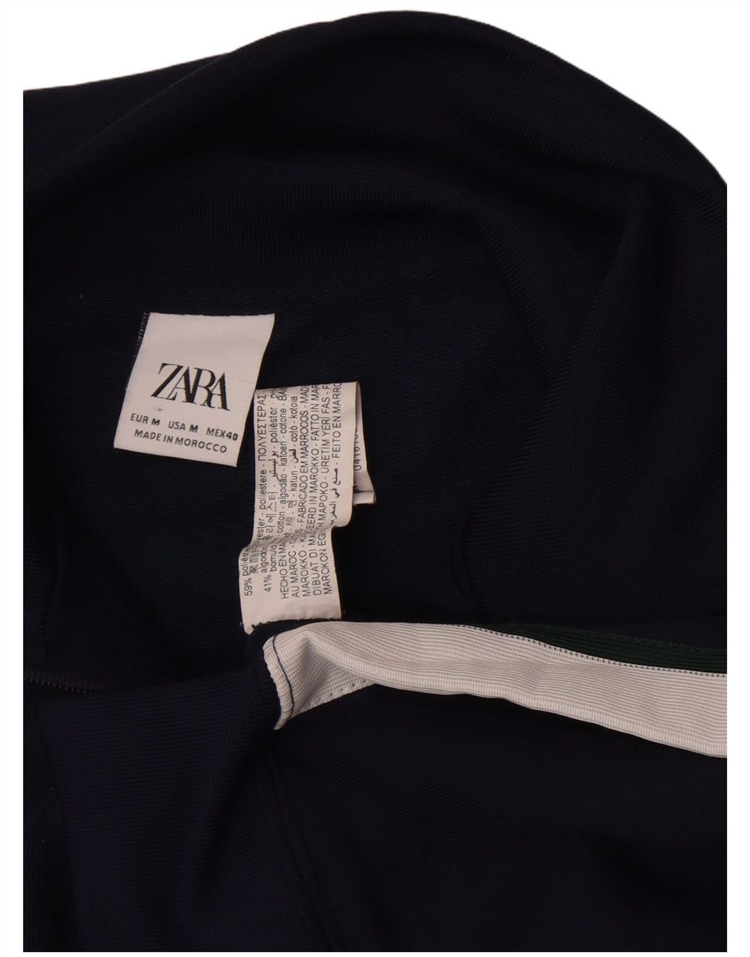 Zara Herren-Trainingsanzug-Oberteil, mittleres marineblaues Farbblock-Polyester