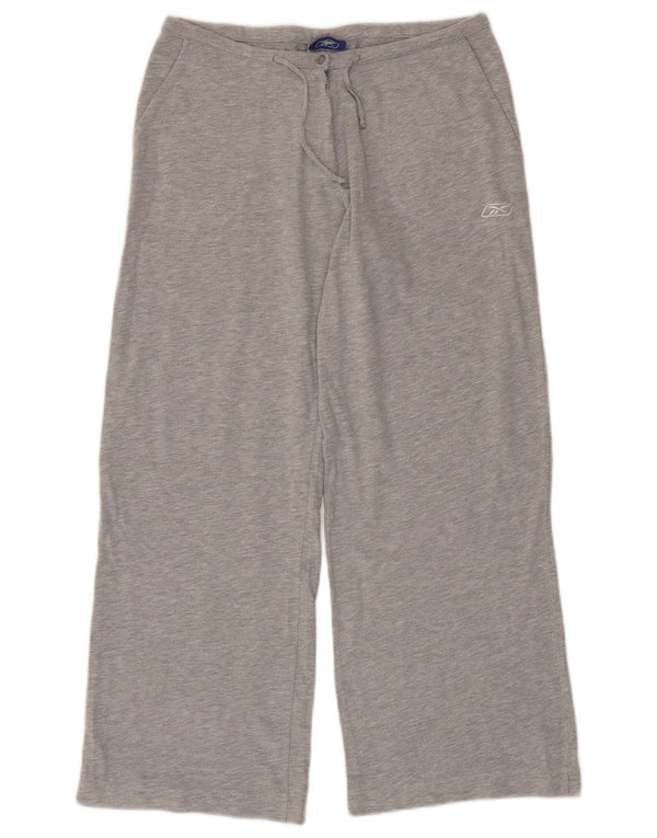 Reebok Damen-Trainingshose mit weitem Bein, UK 12, mittelgraue Baumwolle