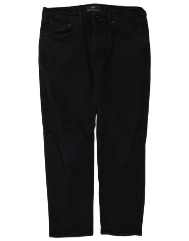 Marks & Spencer Herren Straight Jeans W34 L29 Marineblaue Baumwolle