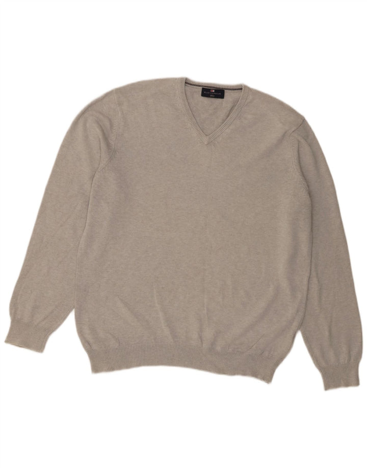 Marks & Spencer Herren Blue Harbor V-Ausschnitt Pullover Pullover Large Grau