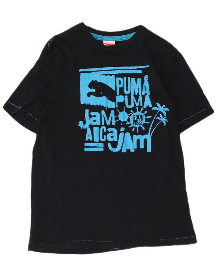 Puma Herren Grafik T-Shirt Top Small Schwarz Baumwolle