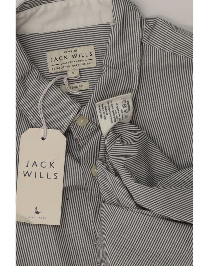 Jack Wills Herren-Hemd mit klassischer Passform, kleine graue Nadelstreifen-Baumwolle