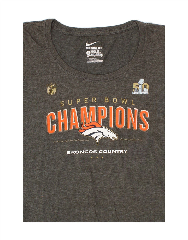 NIKE Womens Broncos Graphic T-Shirt Top UK 12 Medium Grey Cotton Vintage Nike and Second-Hand Nike from Messina Hembry 