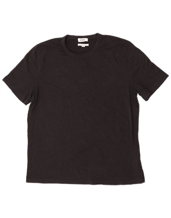 Cos Herren-T-Shirt mit normaler Passform, XL, schwarze Baumwolle