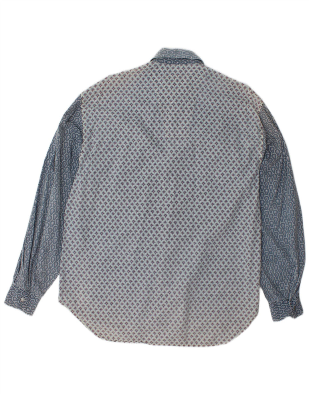 VINTAGE Herrenhemd aus mittelblauer Baumwolle mit Blumenmuster
