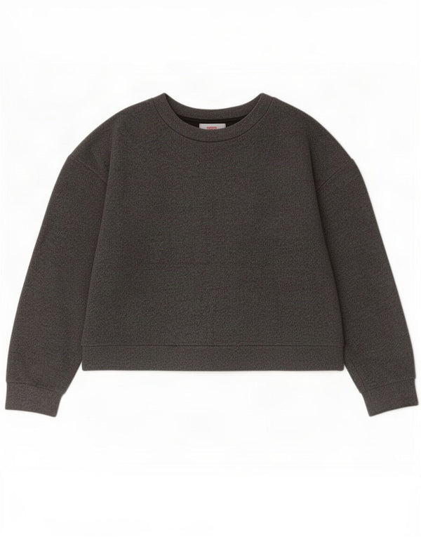 Zara Damen Crop Top Langarm UK 14 Mittelgrau