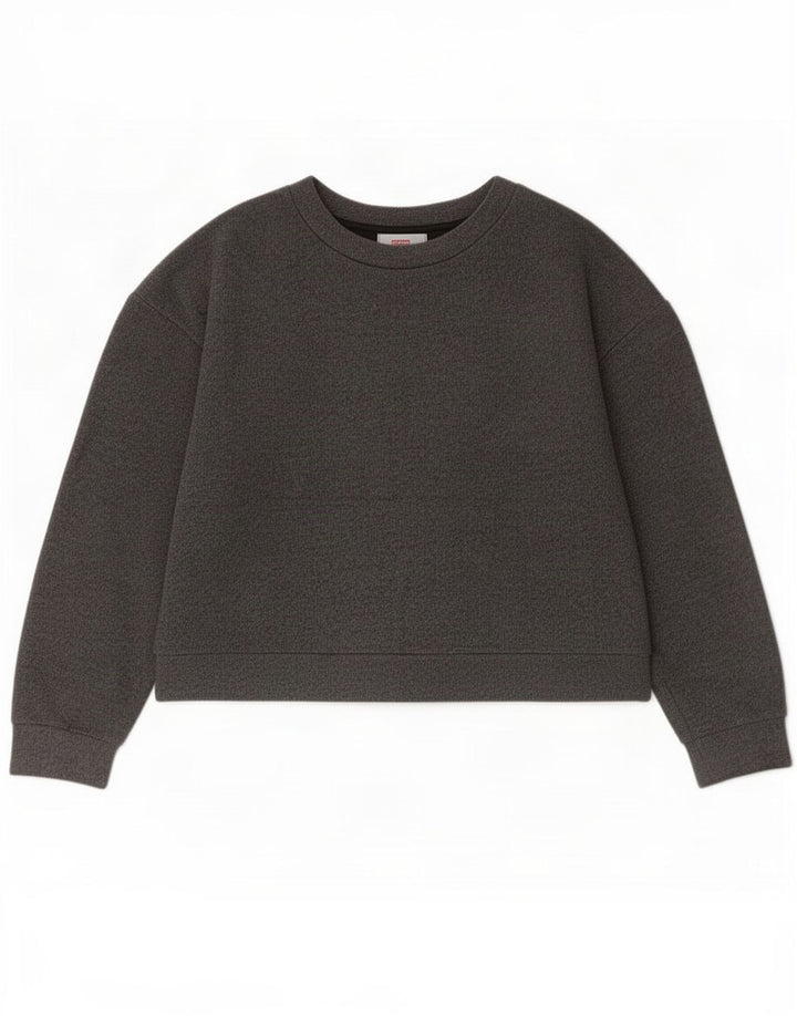 Zara Damen Crop Top Langarm UK 14 Mittelgrau