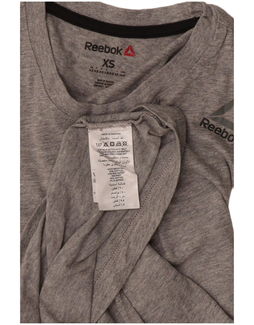 REEBOK Herren T-Shirt Top XS Grau gefleckte Baumwolle
