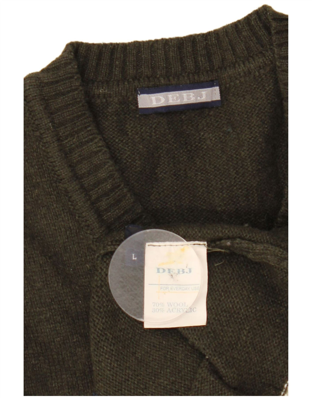 Vintage Herren Pullover mit V-Ausschnitt, groß, Khaki, Argyle/Diamantwolle