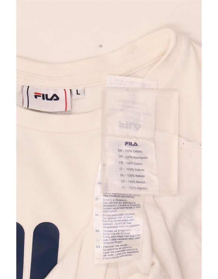 Fila Herren-Grafik-Oberteil, langärmelig, groß, weiße Baumwolle