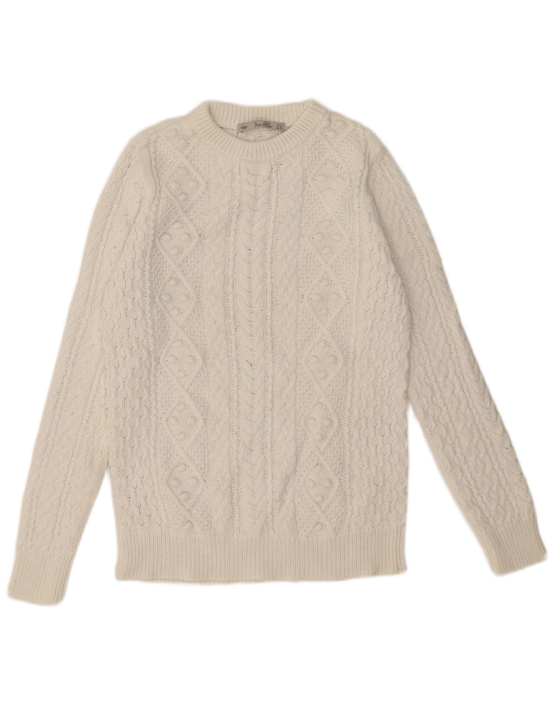 Zara Damen-Pullover mit Rundhalsausschnitt, Mittelweiß