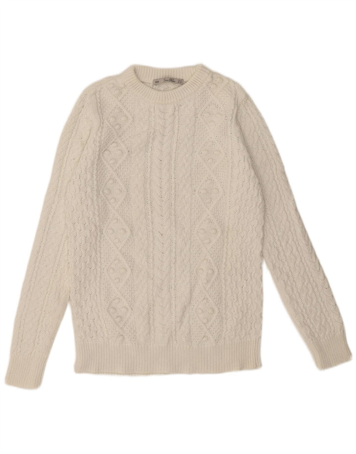Zara Damen-Pullover mit Rundhalsausschnitt, Mittelweiß